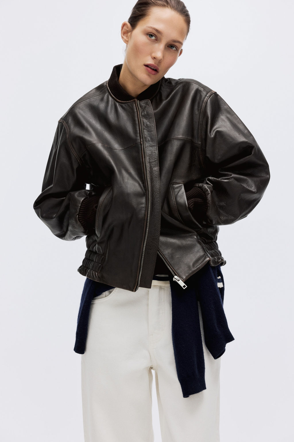 Cazadora bomber de piel - H&m фото 2