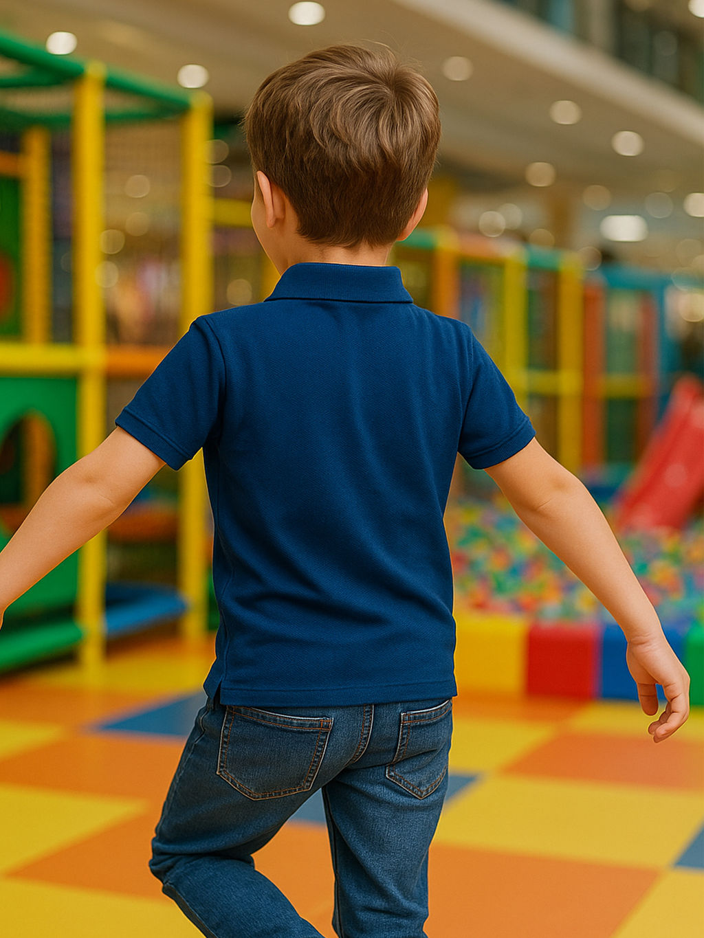 Футболка поло детская индиго  "Все ок "