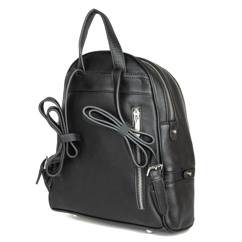 SJ7682 black, Женский кожаный рюкзак, Barcelo Biagi