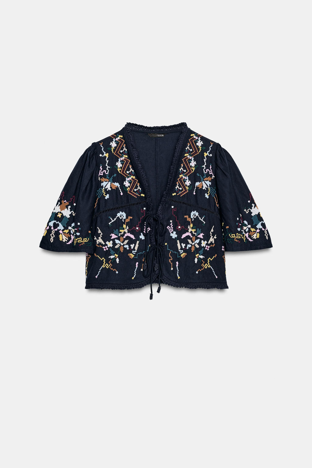 TOP CORTO BORDADOS FLORES / Azul - Zara фото 7