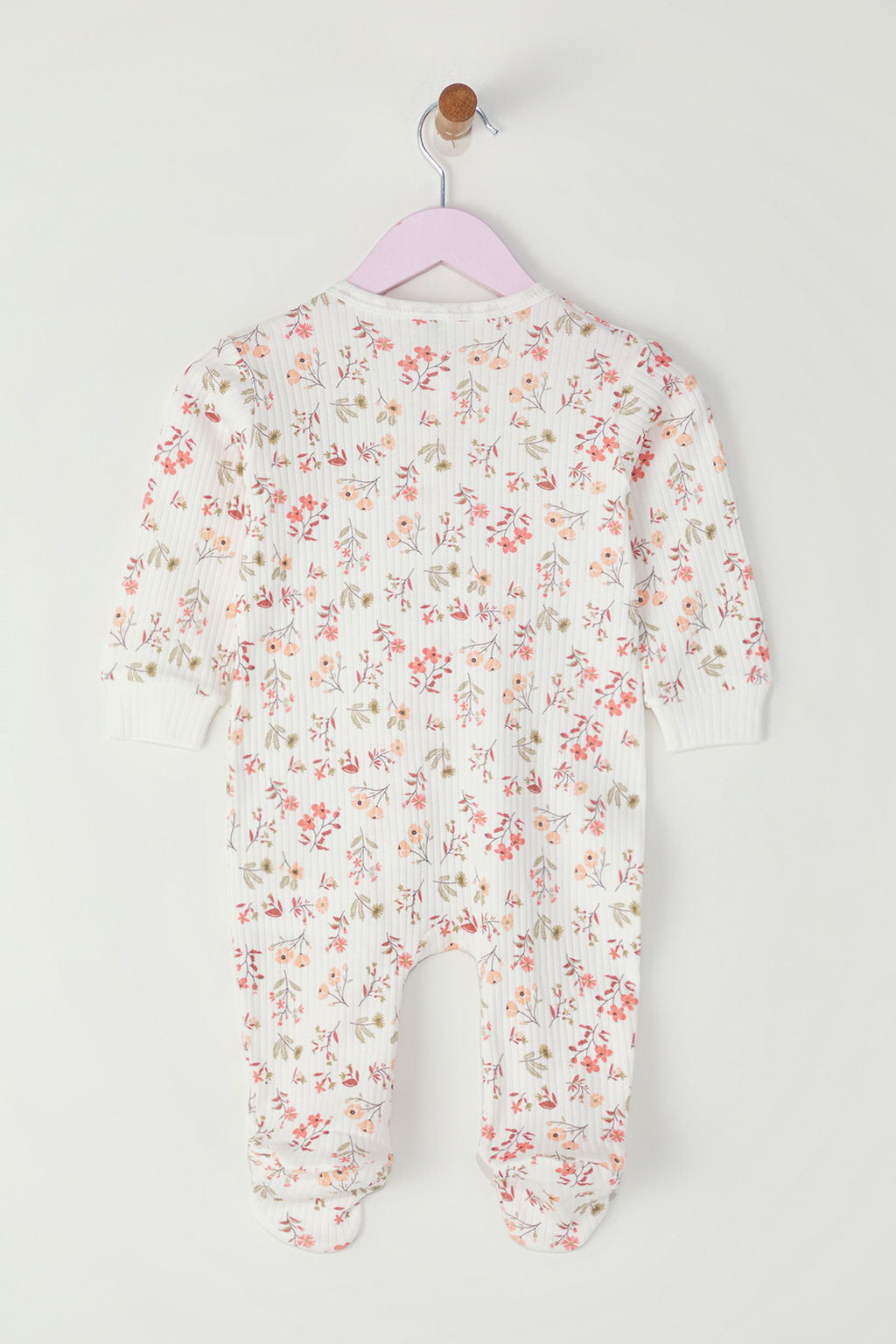 Ekru K?z Bebek %100 Pamuk Bask?l? Uzun Kol Orme Tulum TKDSS25TU00002 - Trendyolmilla фото 4