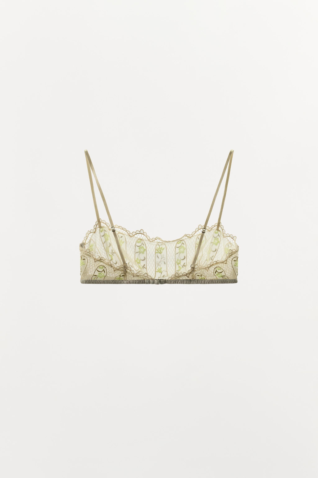 SUJETADOR BANDEAU ENCAJE BORDADOS FLORES / Crudo claro - Zara фото 2