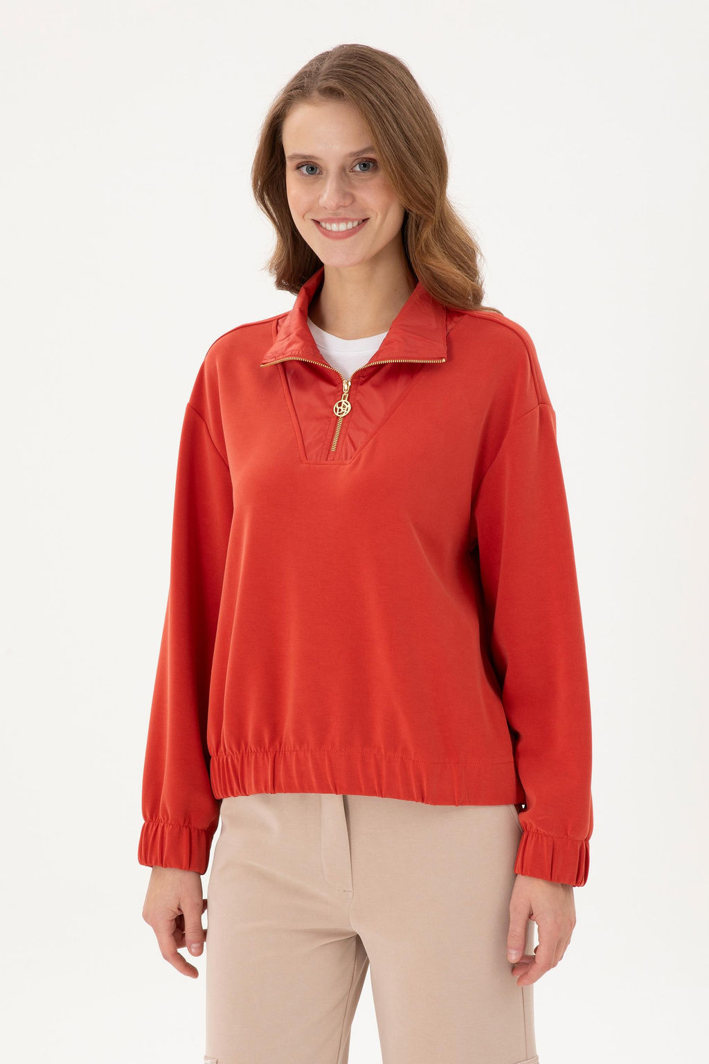 Женский свитшот с воротником-стойкой и плиткой - U.s. polo assn фото 8