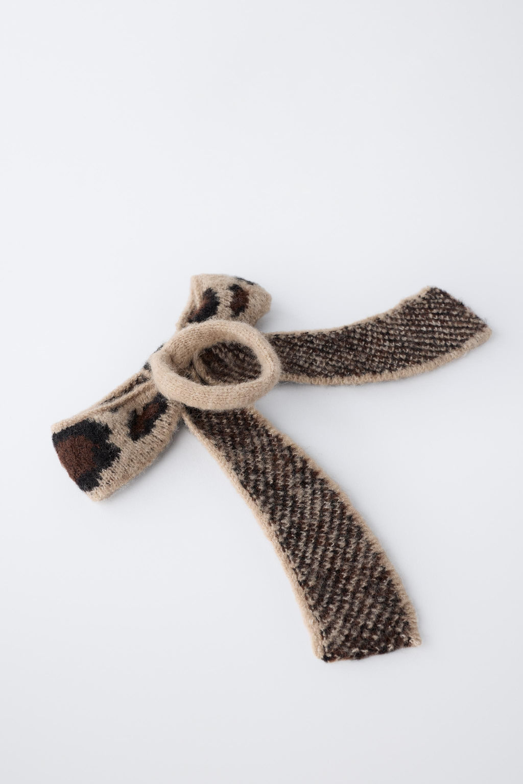 ANIMAL PRINT KNITTED BOW SCRUNCHIE - Zara фото 2