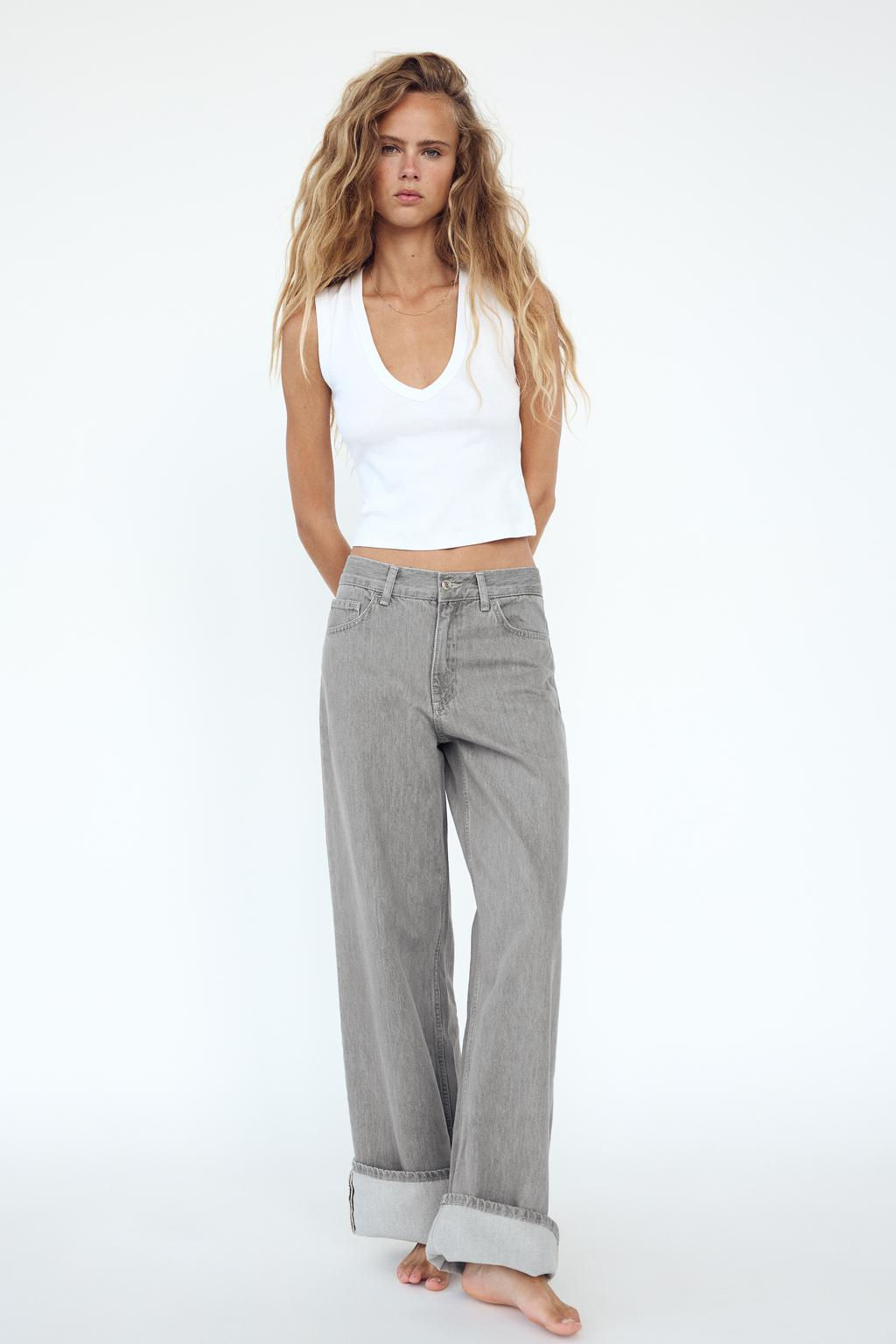 TRF WIDE-LEG HIGH-WAIST JEANS WITH TAB DETAIL