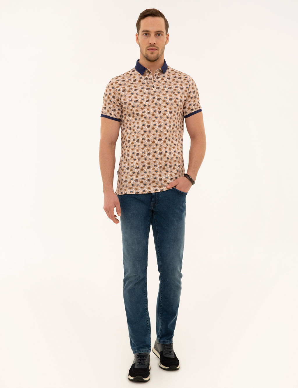 Kahverengi Slim Fit Polo Yaka Ti__rt