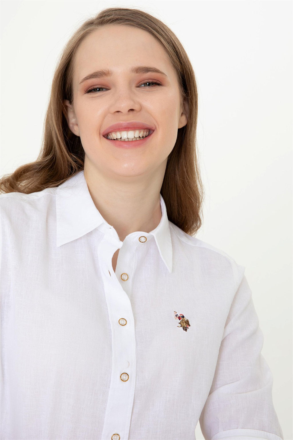 Женская белая базовая рубашка с длинным рукавом - U.s. polo assn фото 2