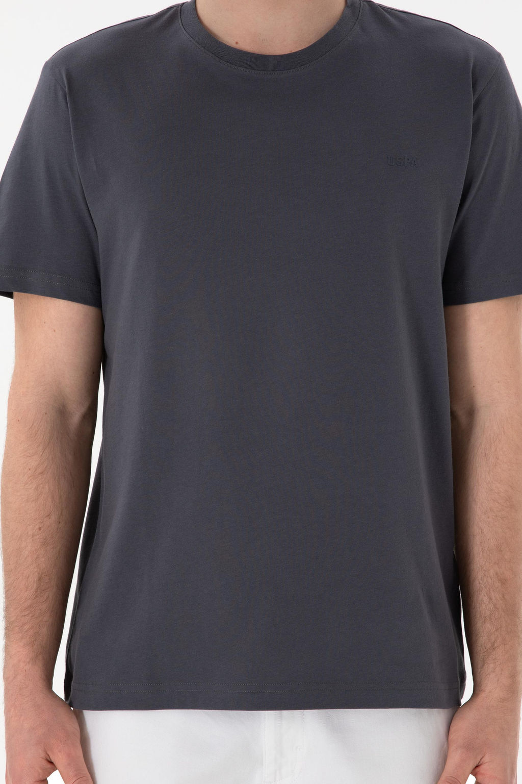 Erkek Regular Fit Bisiklet Yaka Antrasit Basic Ti__rt