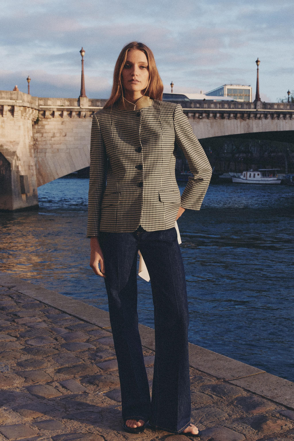 BLAZER CUADROS CUELLO COMBINADO ZW COLLECTION / Marr?n - Zara фото 2