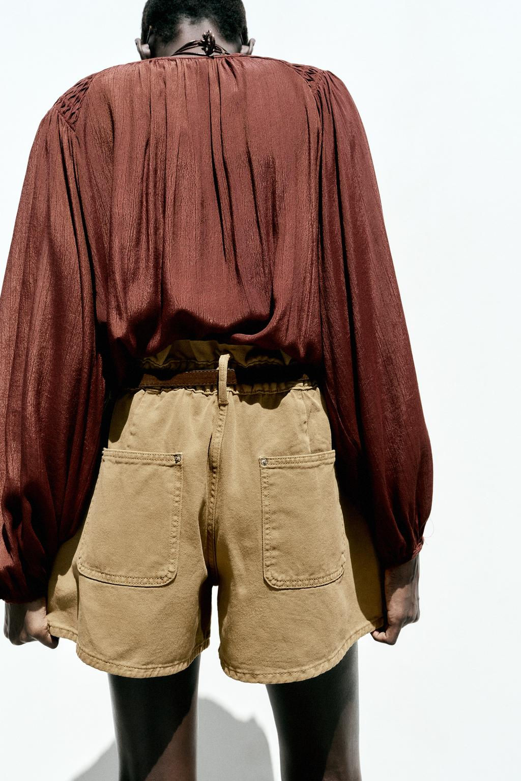 HIGH-WAIST Z1975 PAPERBAG DENIM BERMUDA SHORTS - Zara фото 15