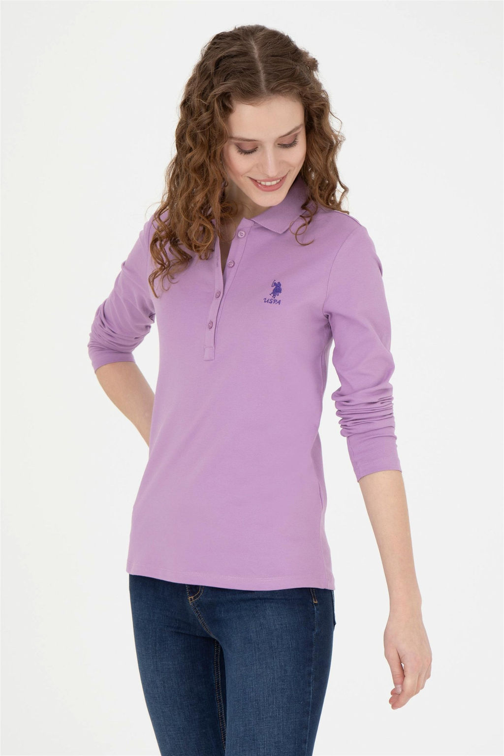 Женский сиреневый базовый свитшот - U.s. polo assn фото 3