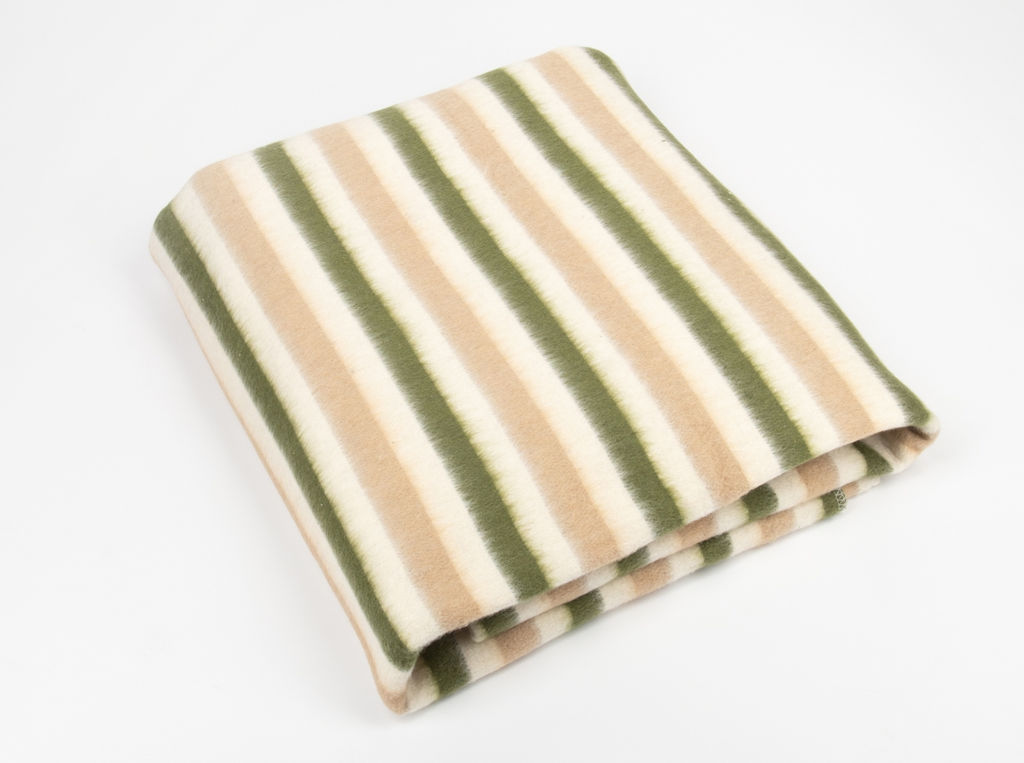 Одеяло байковое 80% 140*205 беж-зел полоса (ВВТ)