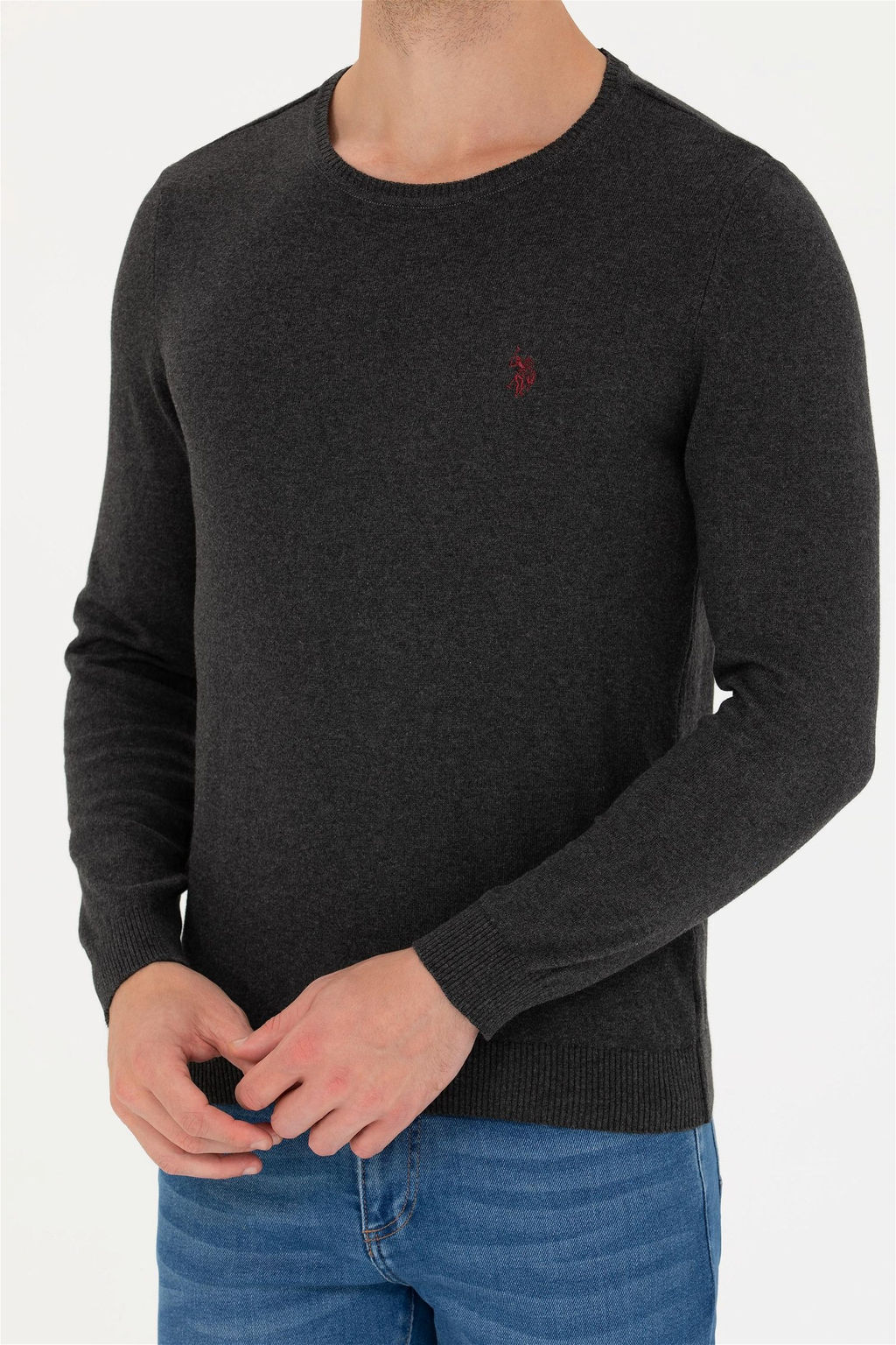 Мужской базовый свитер антрацитового меланжа - U.s. polo assn фото 12