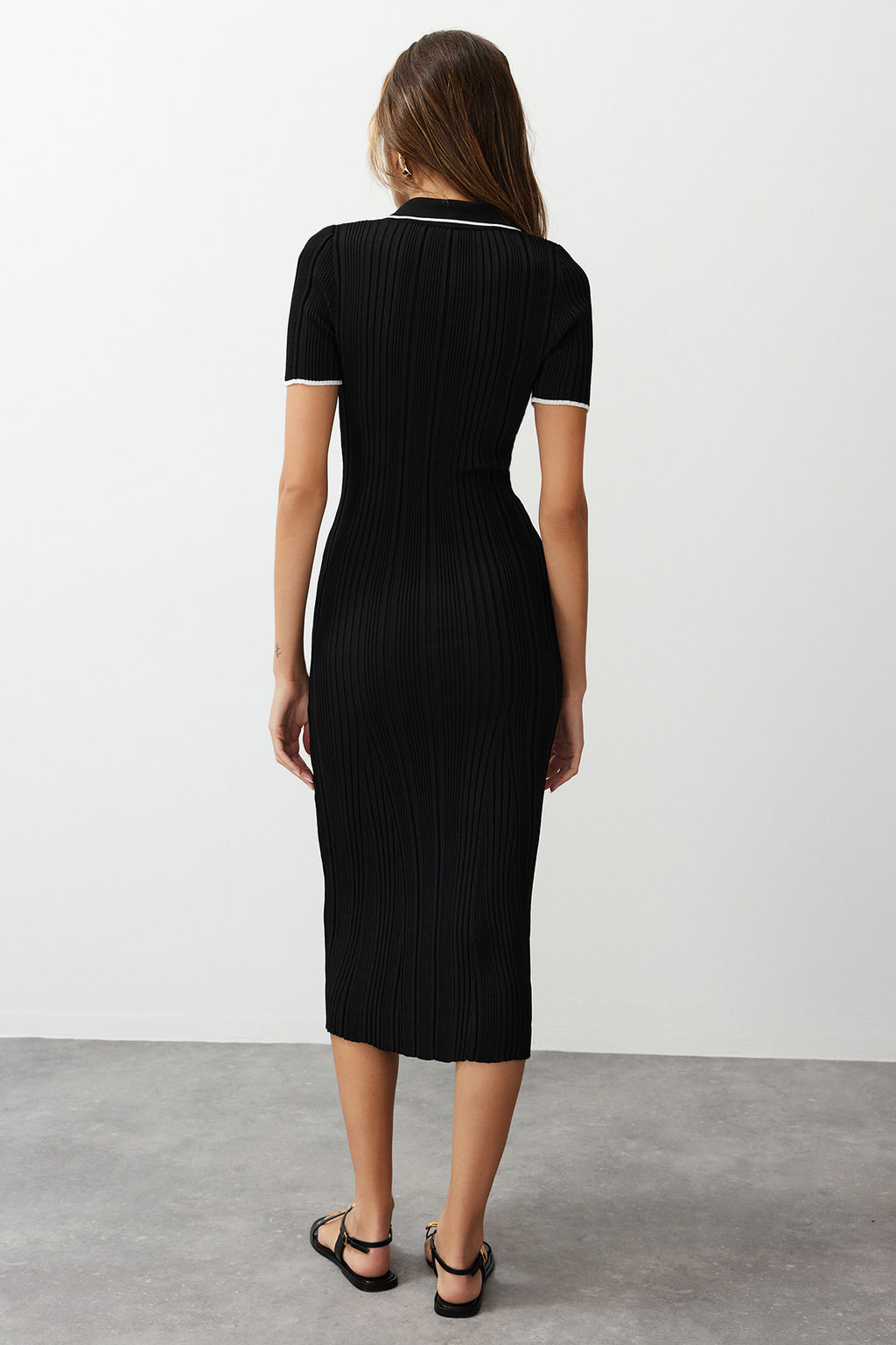 TRENDYOLMILLA Haki Renk Bloklu Midi Triko Elbise TWOSS24EL00831 фото 10