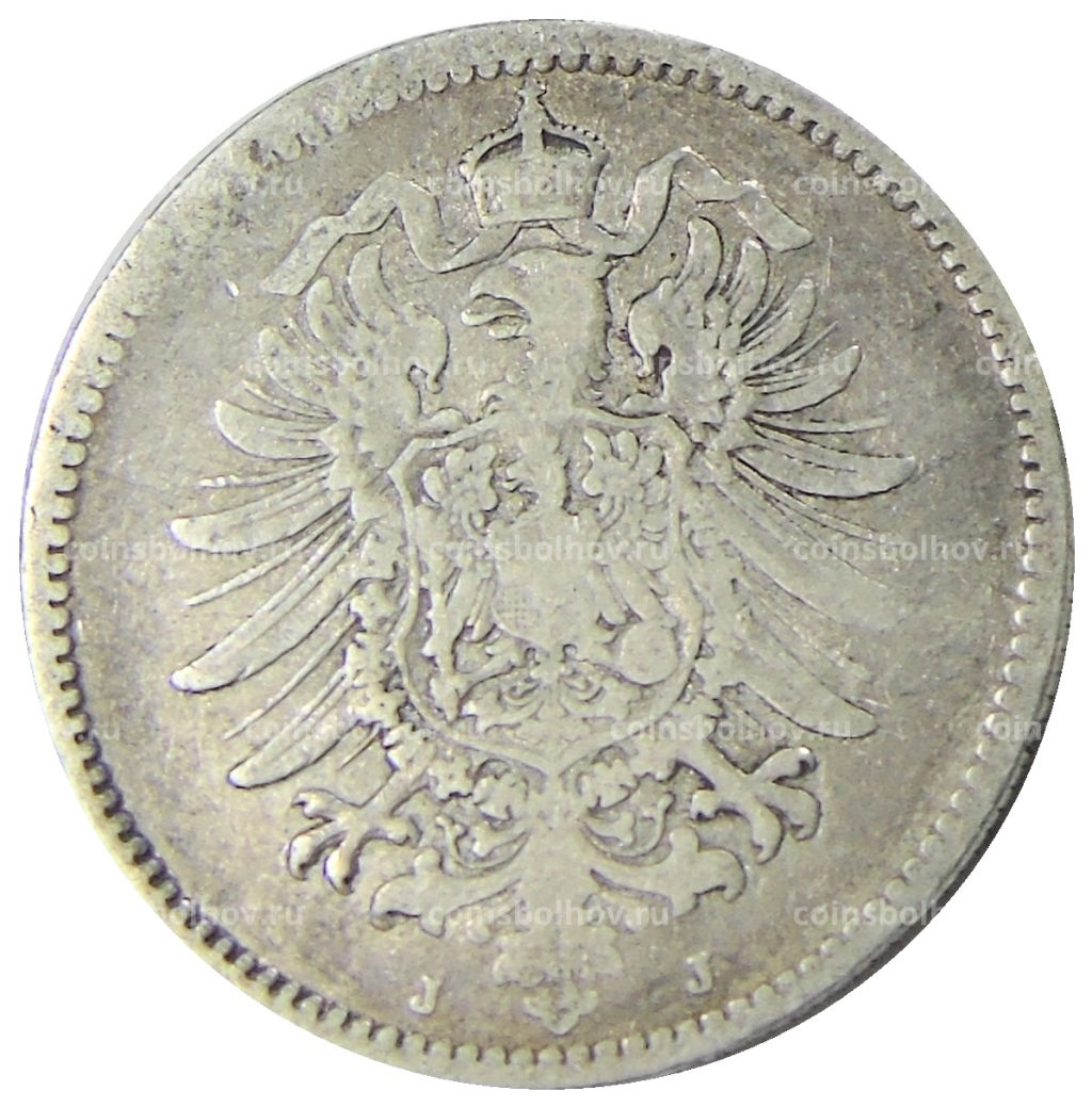 Монета 1 марка 1875 года J Германия