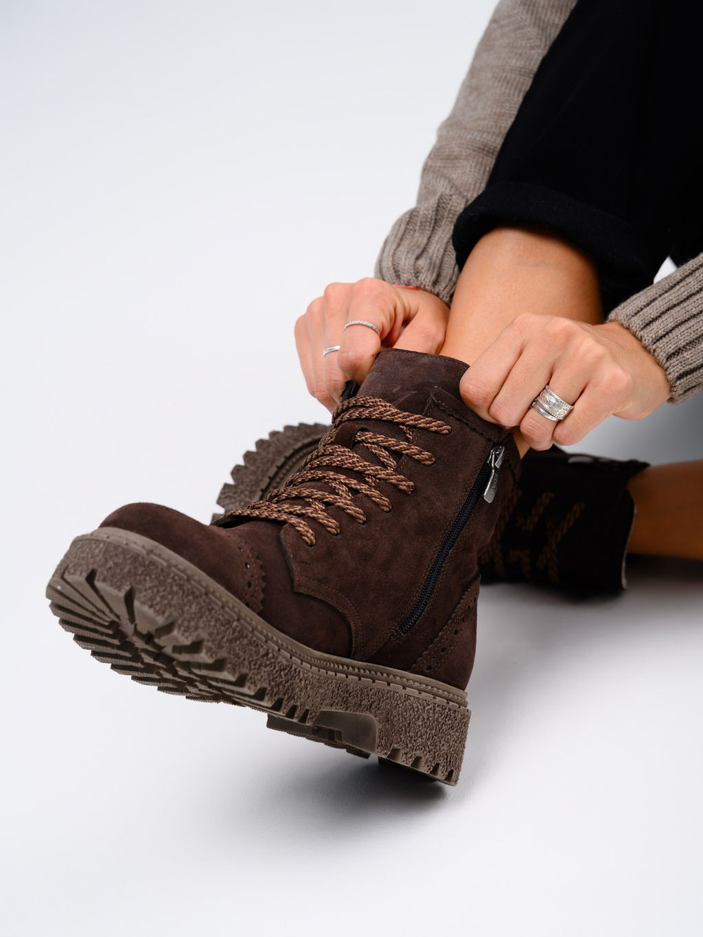 Ботинки 319.22511br.Коричневый замша/мех