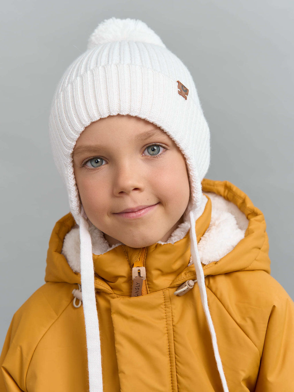 Шапка из смесовой шерсти Молоко на завязках - Bungly фото 2