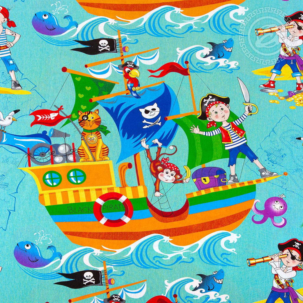 Морской бой 1,5 сп./Пододеяльник: 1 шт. - 215*143; Простыня: 1 шт. - 214*150; Наволочка: 2 шт. - 70*70; Бязь детская - Артпостель фото 4