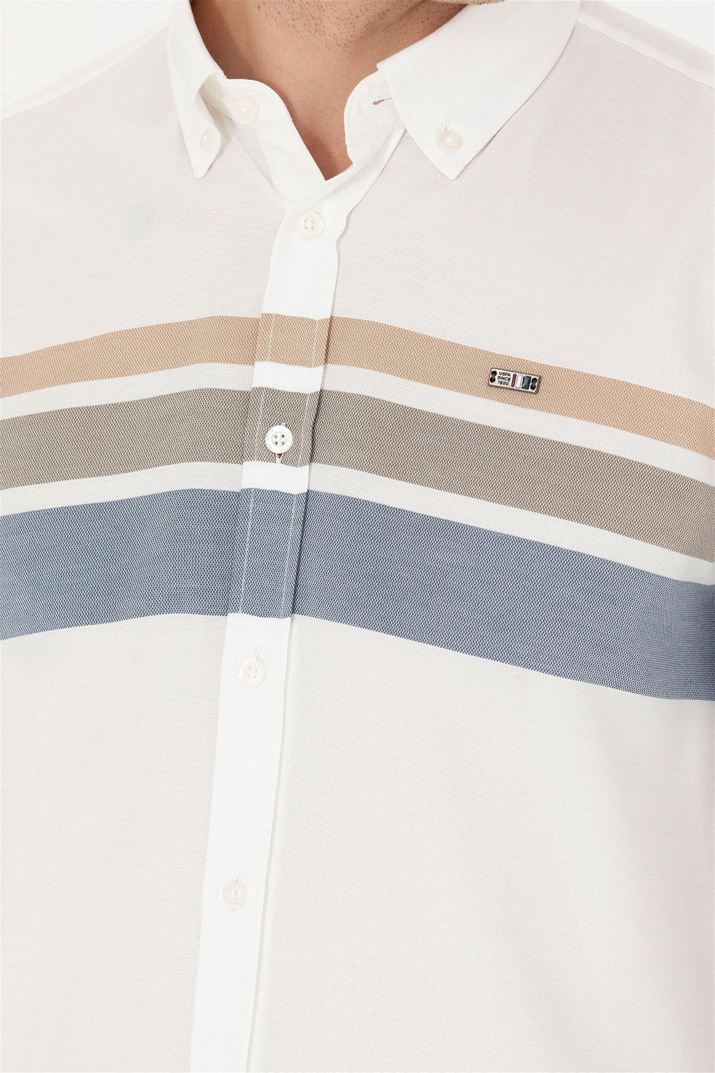 U. S. Polo Assn / Мужская кремовая рубашка с длинным рукавом - U.s. polo assn фото 7