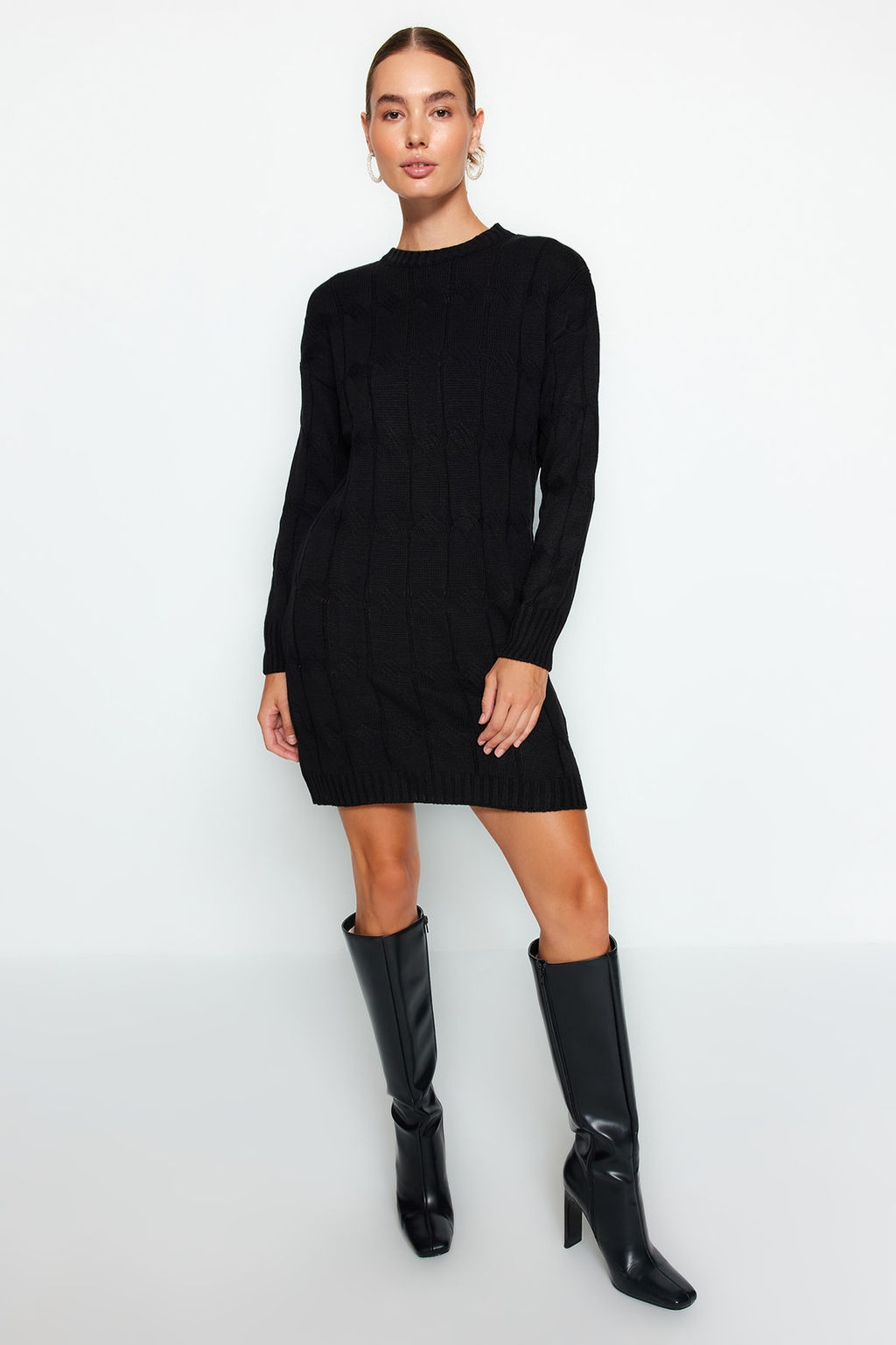 TRENDYOLMILLA Vizon Mini Triko Bisiklet Yaka Elbise TWOAW22EL0027  фото 19