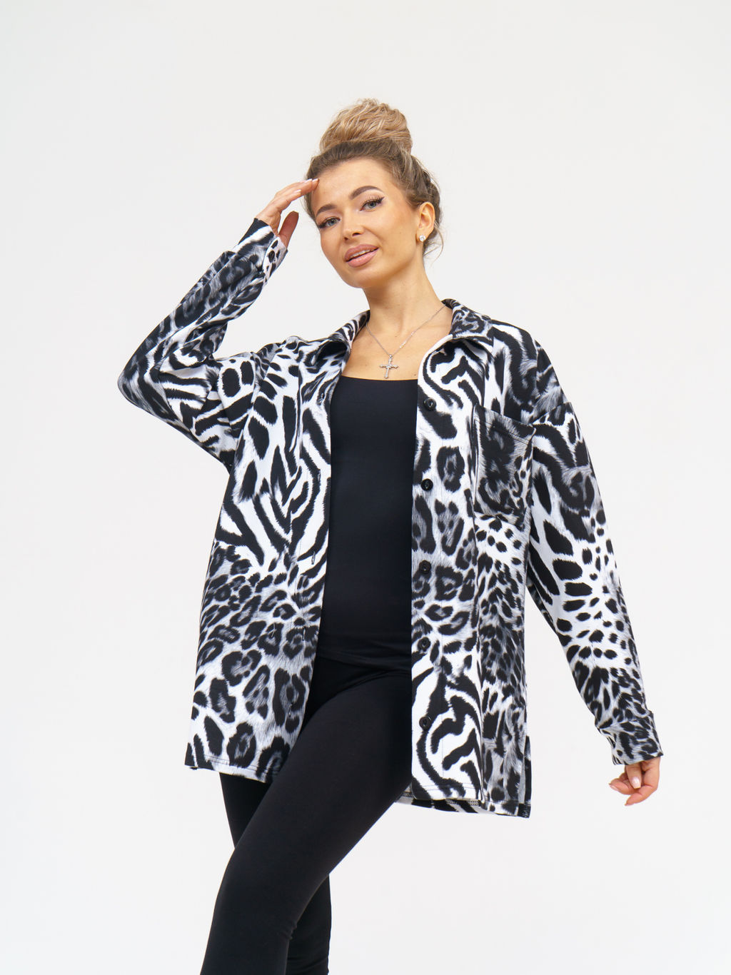 942 Туника-Рубашка "Лео/серый"