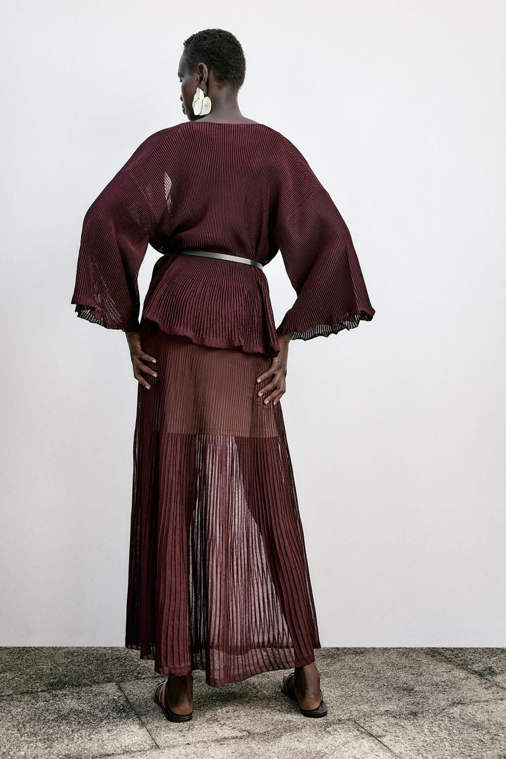 RIB KNIT CARDIGAN WITH BELT - Zara фото 5