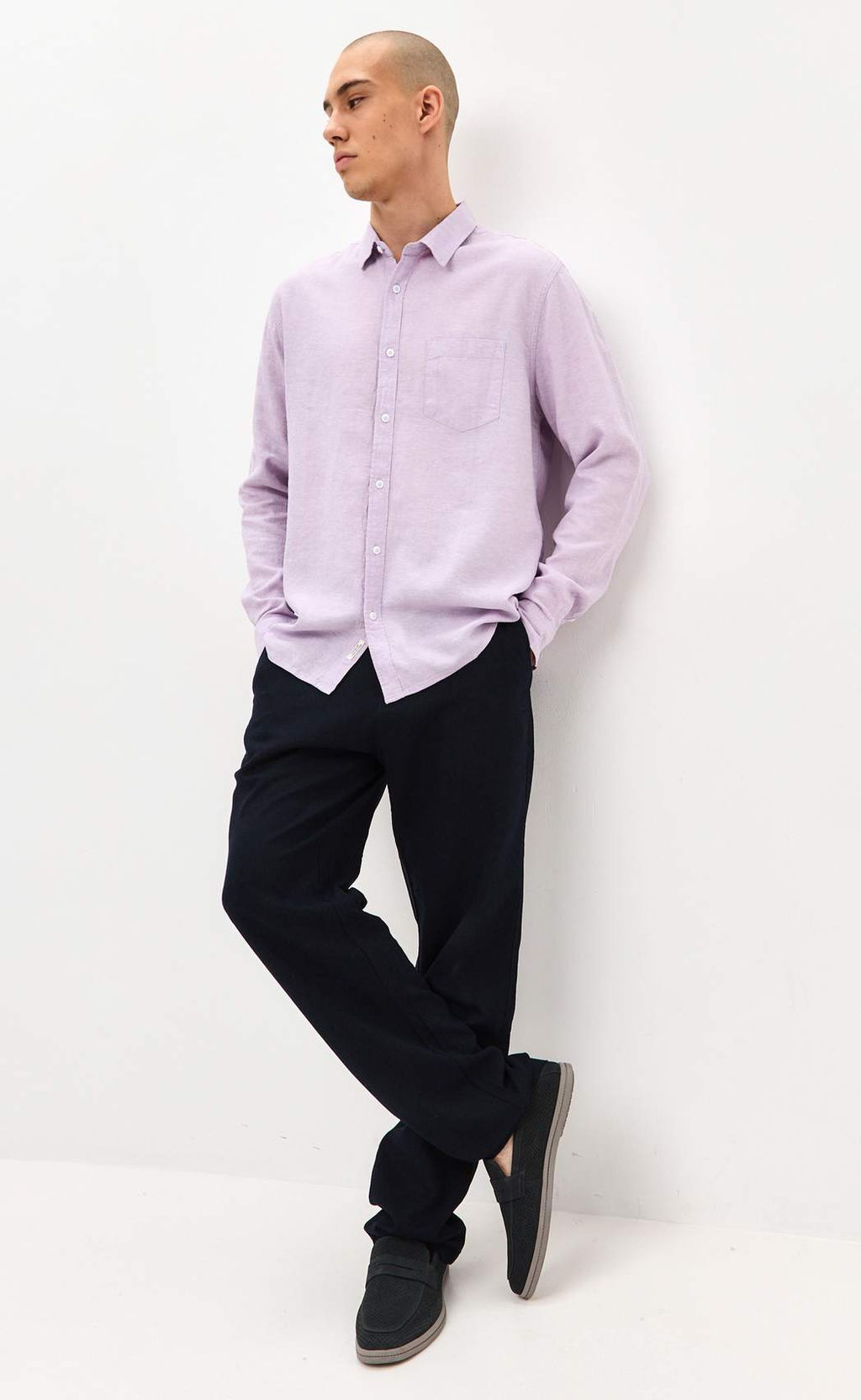 Рубашка д/р лен F111-0450-1 beige