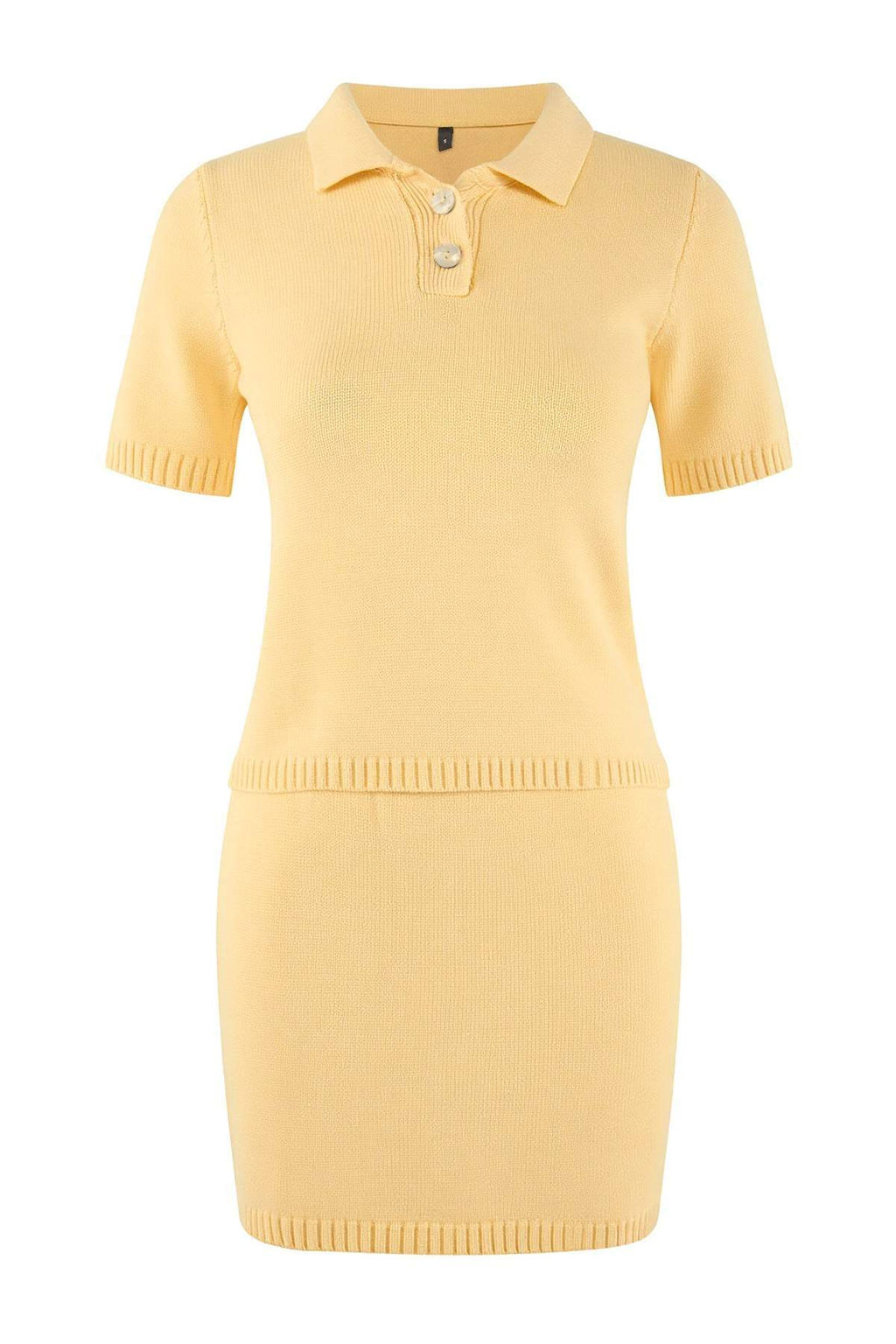 Sar? Polo Yaka Yumusak Dokulu 2li Bluz-Etek Tak?m Triko TWOSS26AU00051 - Trendyolmilla фото 5