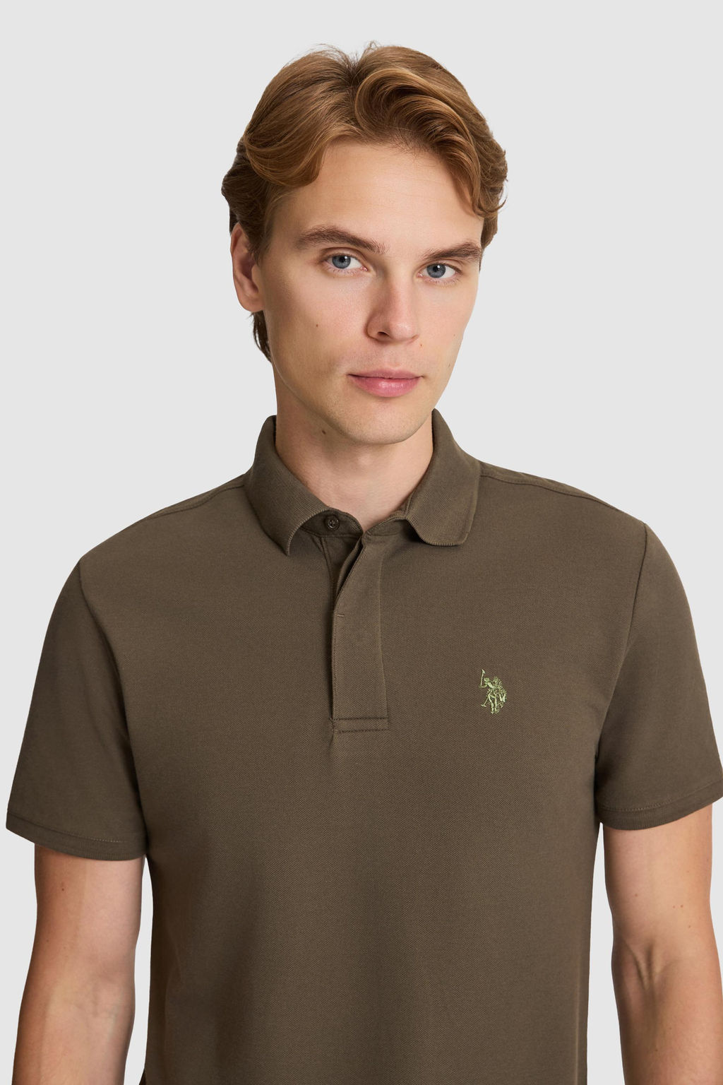 Erkek Koyu Haki Slim Fit Polo Yaka Basic Ti__rt