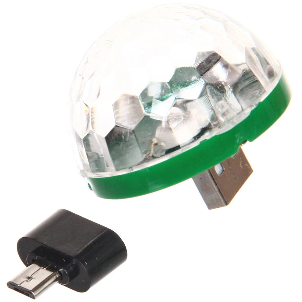 Цена за 2 шт. Диско-шар mini "Каледоскоп", LED (красный, зеленый, синий), переходник Micro USB