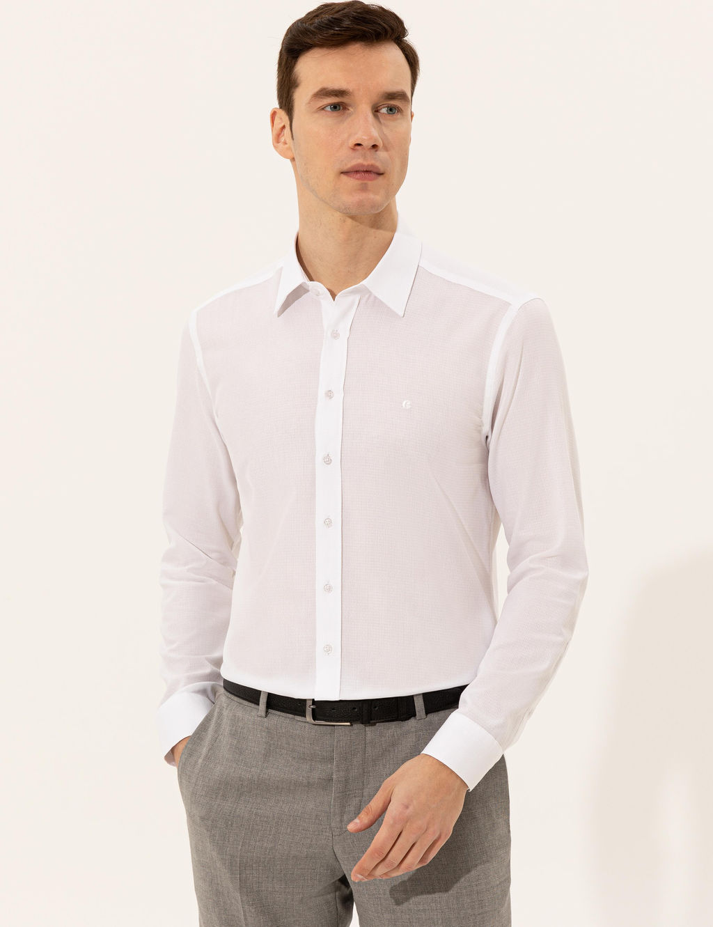 Beyaz Slim Fit Uzun Kollu G_mlek
