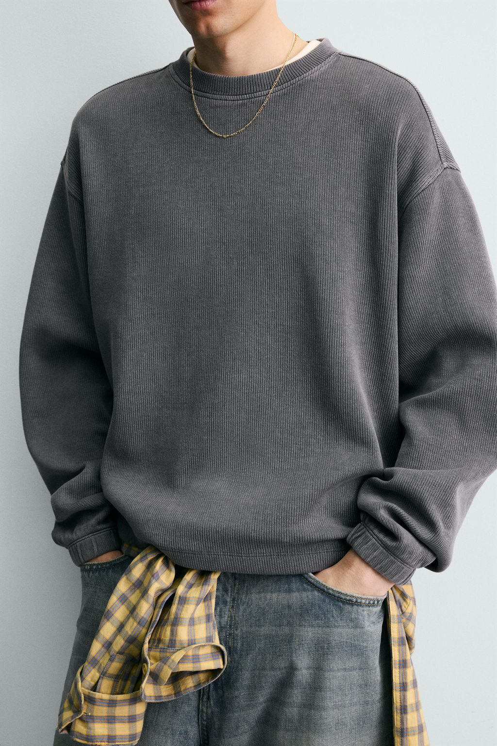 SUDADERA ESTRUCTURA LAVADA / Azul lavado