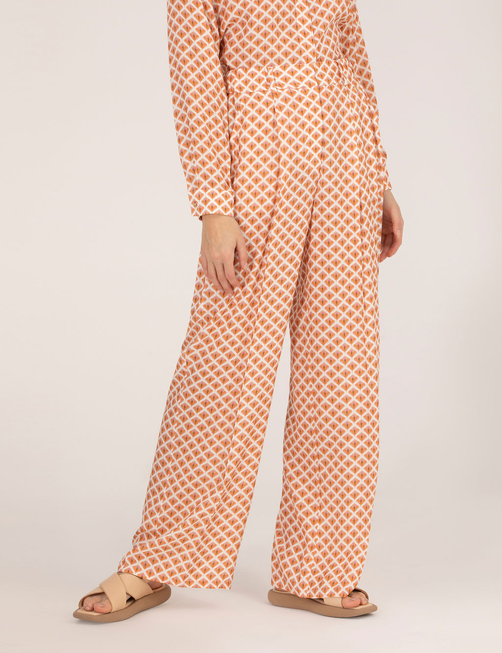 Turuncu Y_ksek Bel Loose Fit Pantolon