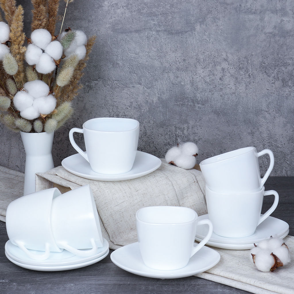 Чайный набор 12 предметов 250 мл белый квадратная форма / GRAY-FXB220/12 (WHITE ) /уп.8/ - ГалеонТрейд фото 4