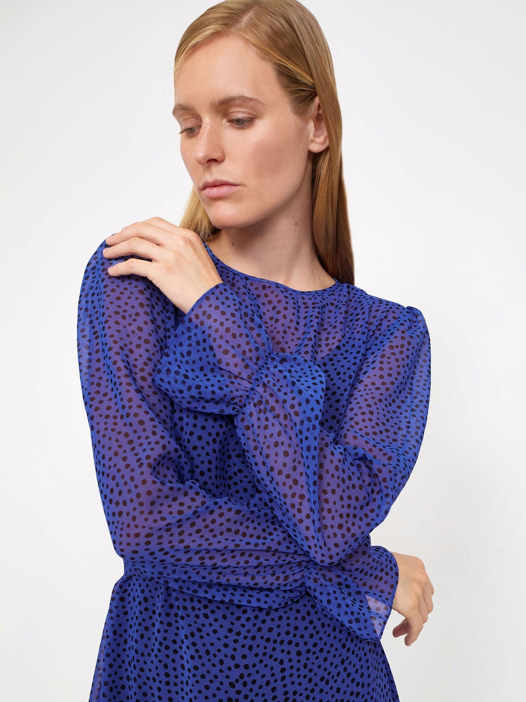 Платье Emka PL1447 приталенное из полиэстера синее