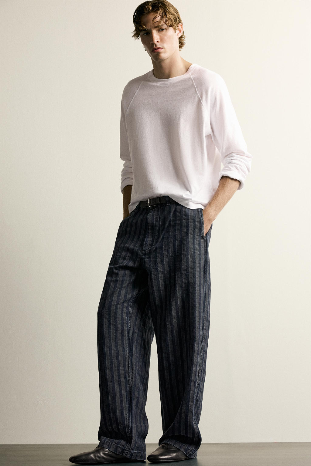 PANTAL?N CHINO RELAXED FIT RAYAS / Azul - Zara фото 6