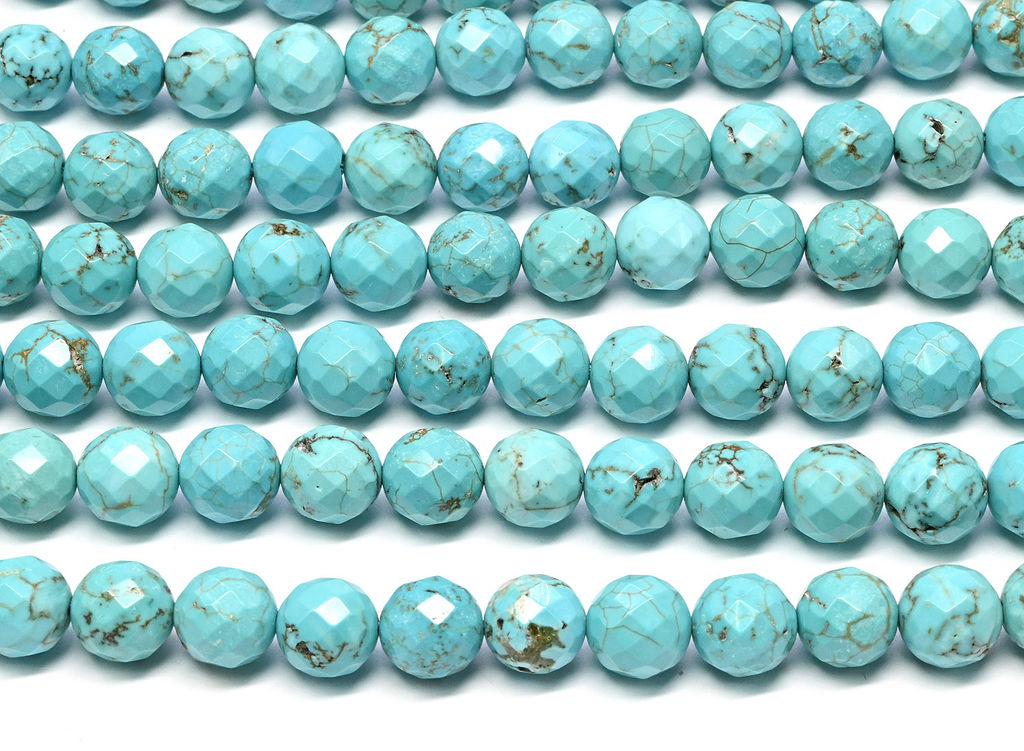 Бусины из бирюзы (имитация) шарик гр.10мм, 38см, 38 бусин Радуга камня