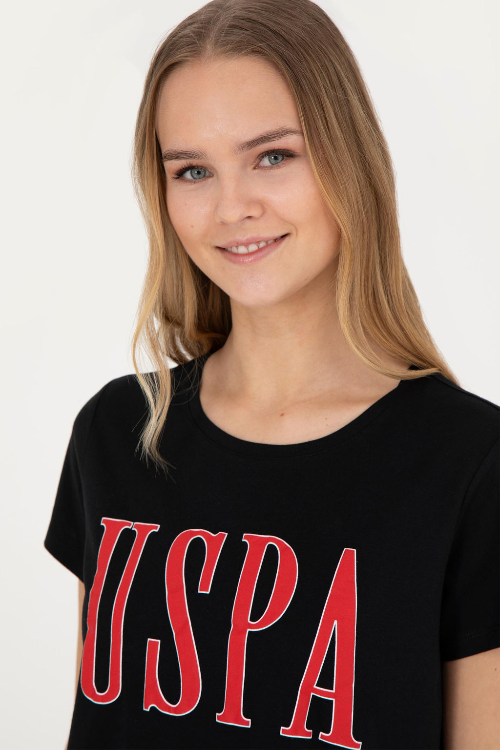 Женская черная футболка с круглым вырезом - U.s. polo assn фото 9