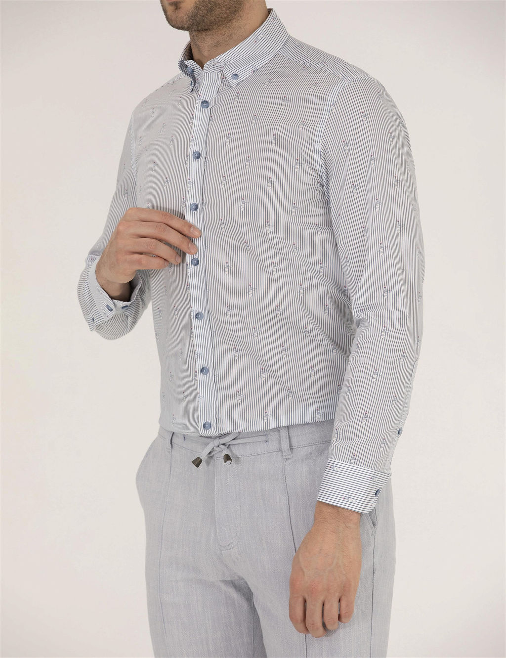 Pembe Slim Fit Uzun Kollu G_mlek - Pierre cardin фото 6