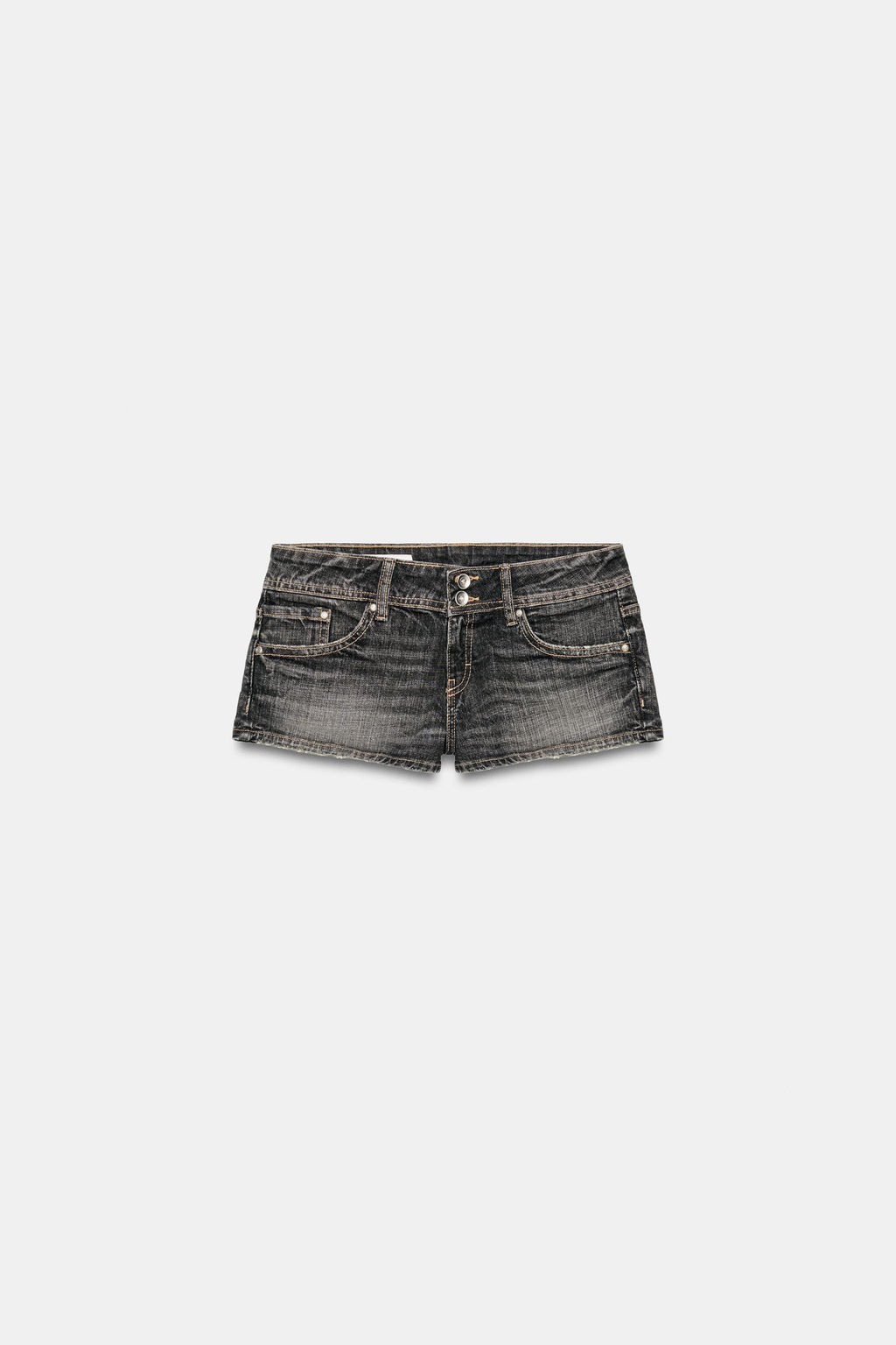 SHORTS MINI DENIM TRF TIRO BAJO / Negro - Zara фото 6