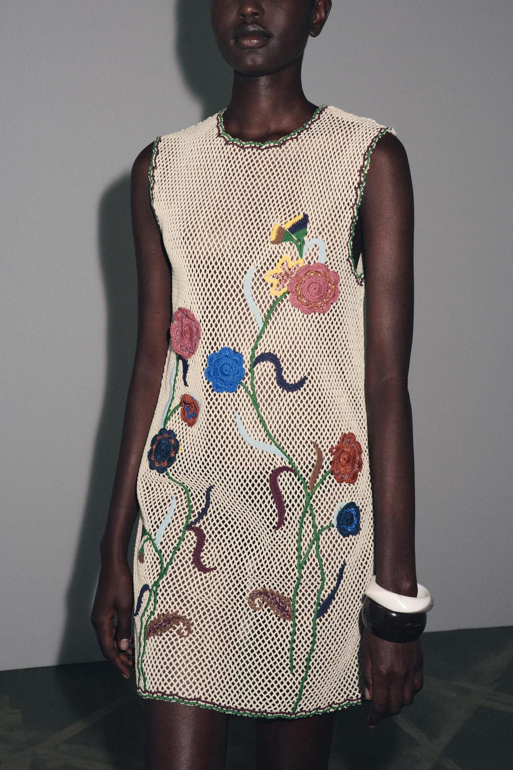 ZW COLLECTION FLORAL EMBROIDERED CROCHET DRESS - Zara фото 4