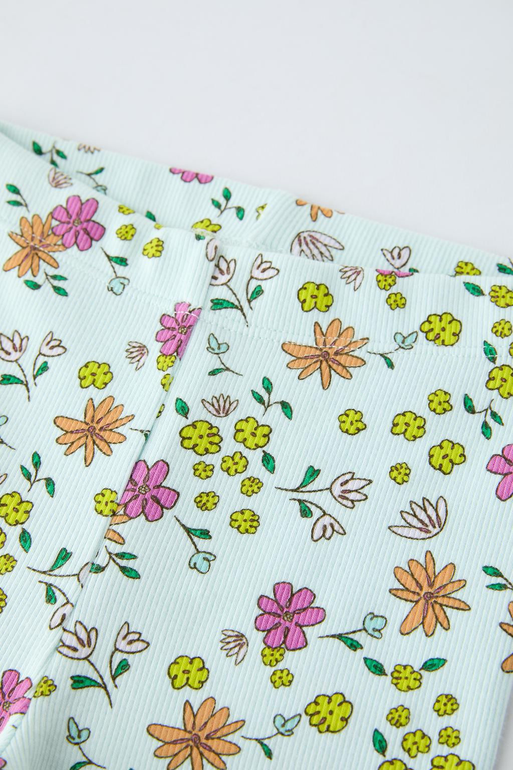 RIBBED FLORAL SHORT LEGGINGS - Zara фото 6