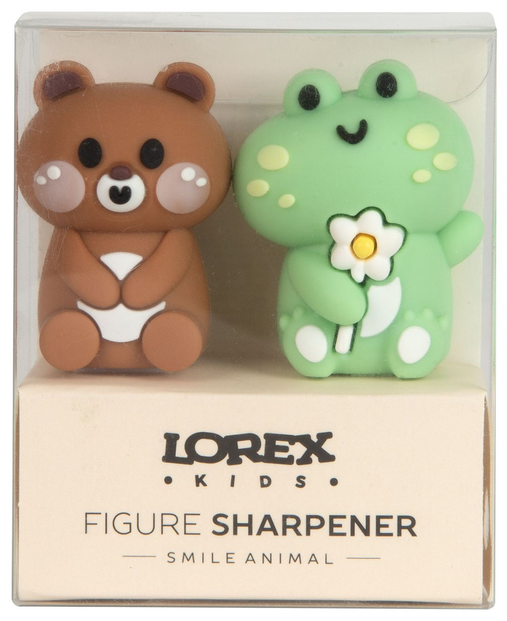Набор точилок LOREX KIDS SMILE ANIMAL ассорти, корпус силикон, 1 отверстие, 2 шт в ПВХ кор...