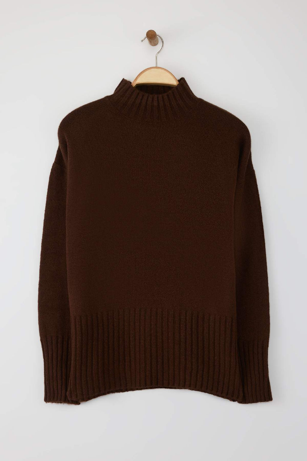 Kahverengi Genis Kal?p Yumusak Dokulu Basic Triko Kazak TWOAW23KZ00490