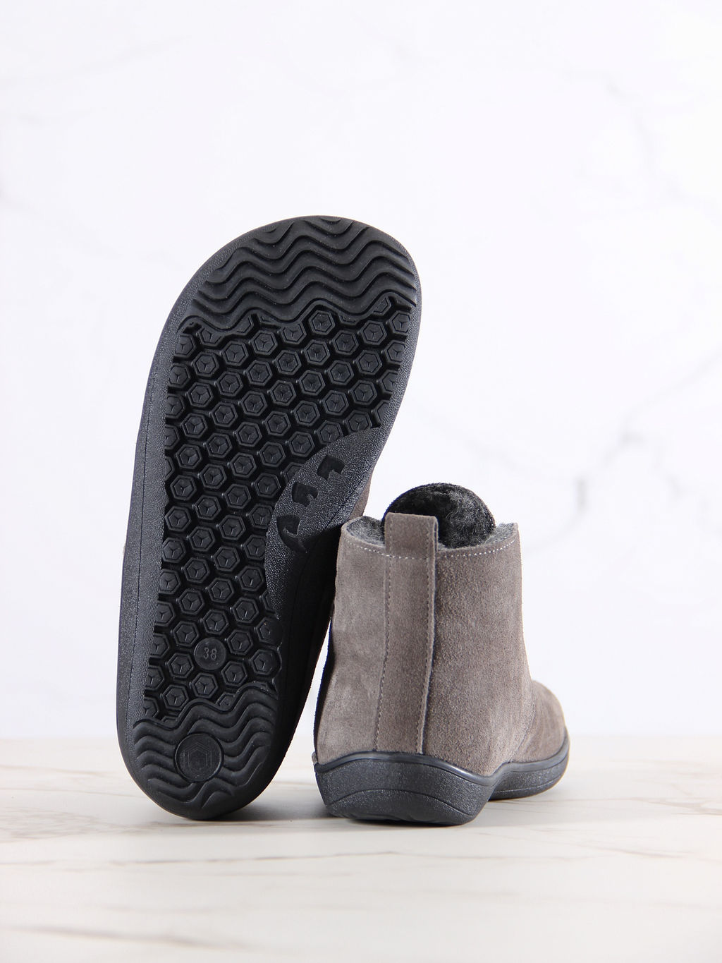 Босоногие ботинки 208.NATAbl.Серый замок замша/шерсть