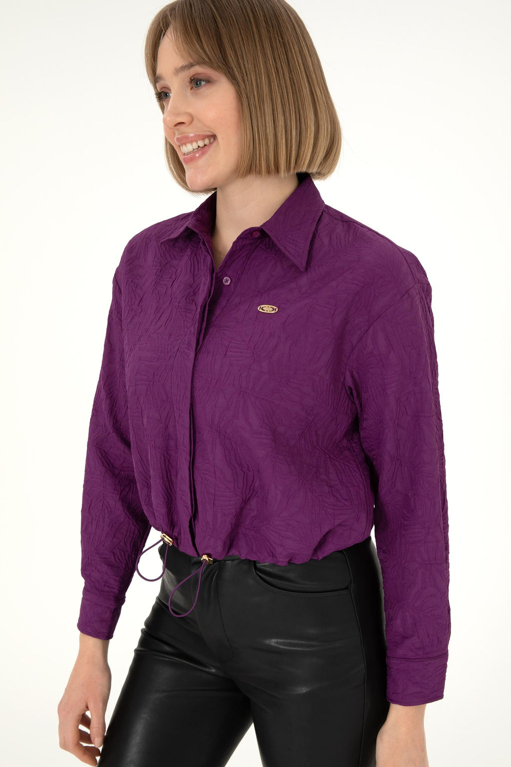 Женская фиолетовая рубашка с длинным рукавом Неожиданная скидка в корзине - U.s. polo assn фото 3