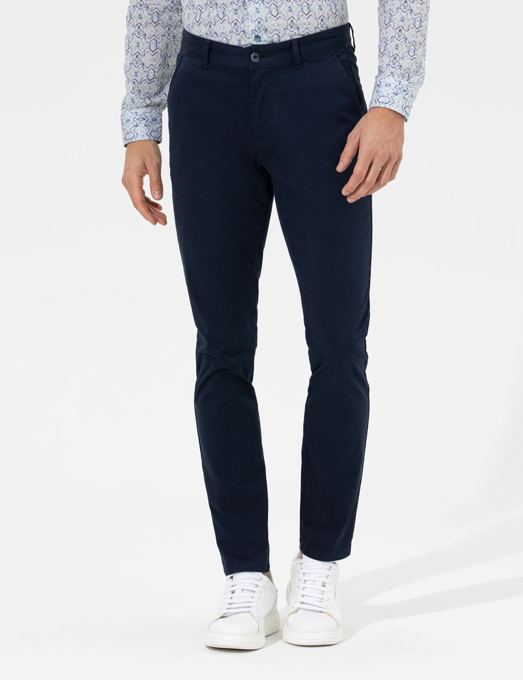 Lacivert Slim Fit Basic Chino Pantolon