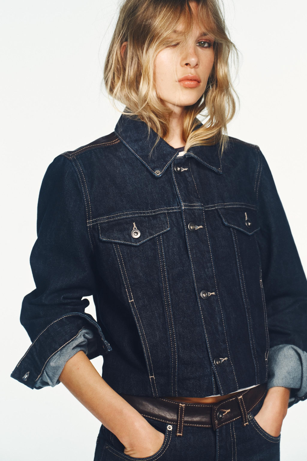 FAUX LEATHER DENIM JACKET - Zara фото 13