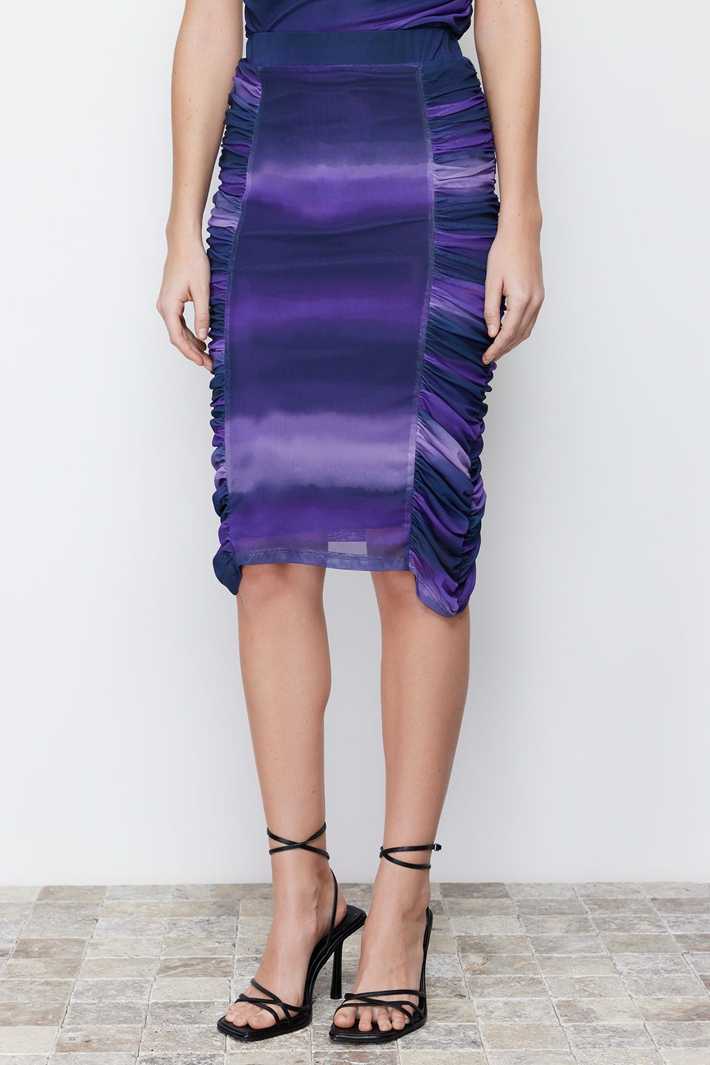 Mor Tul Buzgulu Fitted/Vucuda Oturan Midi Esnek Orme Etek TWOSS24ET00038 - Trendyolmilla фото 4