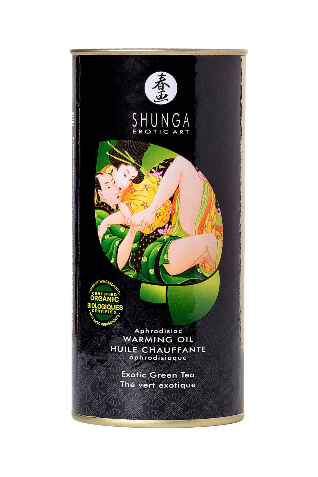 Масло массажное для тела Shunga Экзотический зеленый чай (Exotic Green Tea), разогревающее, 100мл.